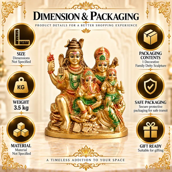 100%_Brass_Golden_Hand-Painted_Shiv_Parivar_Statue_|_3.3_kg_Heavy_Brass_Shiva_Family_Idol_with_Ganesha,_Parvati_&_Kartikeya_|_Handmade_Decorative_Showpiece_for_Home_Temple,_Pooja_Room,_Living_Room_&_Spiritual_Gift