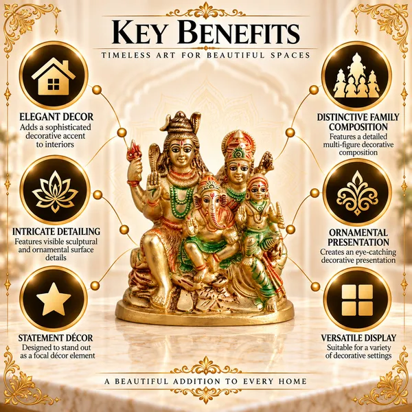 100%_Brass_Golden_Hand-Painted_Shiv_Parivar_Statue_|_3.3_kg_Heavy_Brass_Shiva_Family_Idol_with_Ganesha,_Parvati_&_Kartikeya_|_Handmade_Decorative_Showpiece_for_Home_Temple,_Pooja_Room,_Living_Room_&_Spiritual_Gift