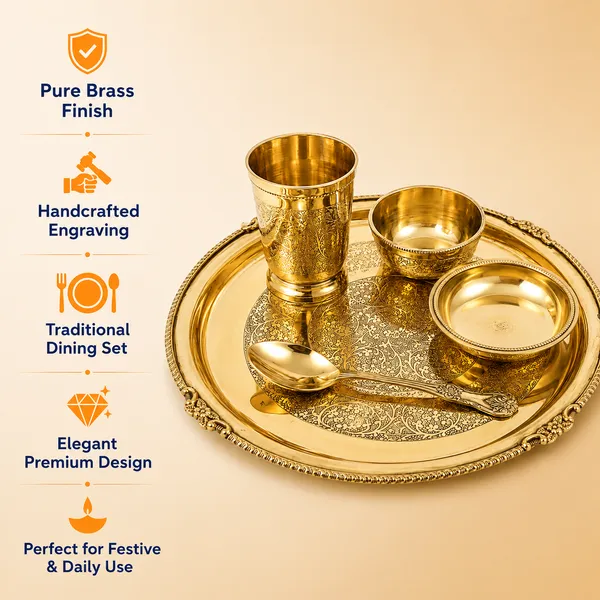 100%_Brass_Golden_Dinner_Set_|_1_kg_Heavy_Brass_Dining_Thali_Set_with_Plate,_Glass,_2_Bowls_&_Spoon_|_Handmade_Traditional_Dinnerware_for_Home,_Pooja,_Gifting_&_Festive_Use