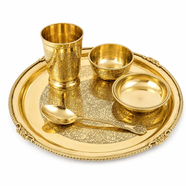 100%_Brass_Golden_Dinner_Set_|_1_kg_Heavy_Brass_Dining_Thali_Set_with_Plate,_Glass,_2_Bowls_&_Spoon_|_Handmade_Traditional_Dinnerware_for_Home,_Pooja,_Gifting_&_Festive_Use