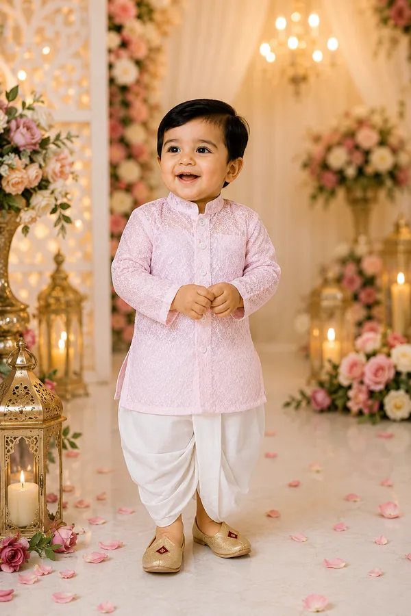 Rudnika_Trends_Baby_Boys_3Piece_Ethnic_Combo_Pink_Kurta_with_Dhoti_and_Pajama_Set