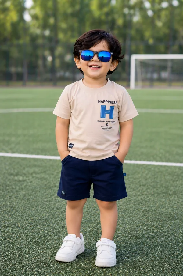 Rudnika_Trends_Kids_Beige_Cotton_TShirt_Happiness_Print_Graphic_Tee_Cotton_Round_Neck_Casual_TShirt_for_Boys