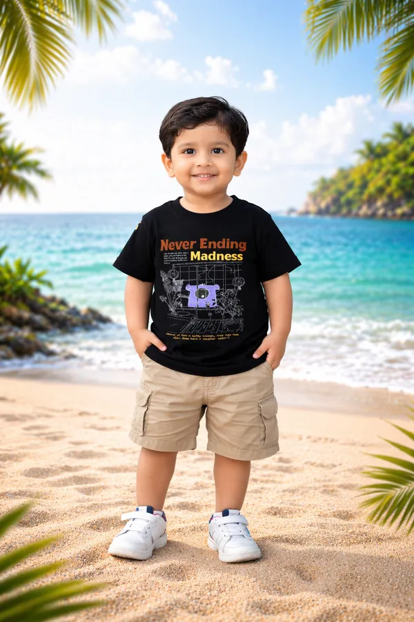 Rudnika_Trends_Kids_Navy_Blue_Graphic_TShirt_Never_Ending_Madness_Printed_Tee_Cotton_Round_Neck_Casual_TShirt_for_Boys