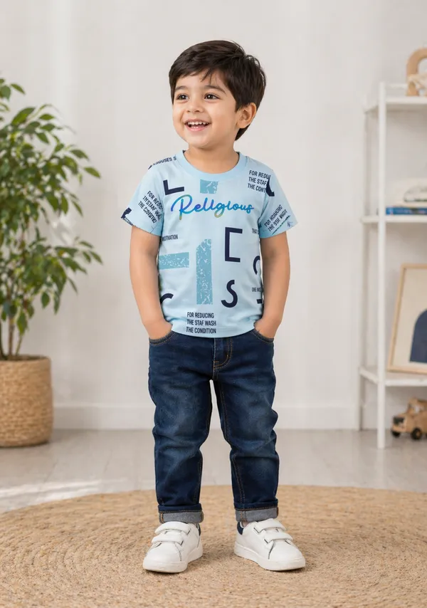 Rudnika_Trends_Kids_Sky_Blue_Printed_TShirt_All_Over_Typography_Graphic_Tee_Cotton_Round_Neck_Casual_TShirt_for_Boys