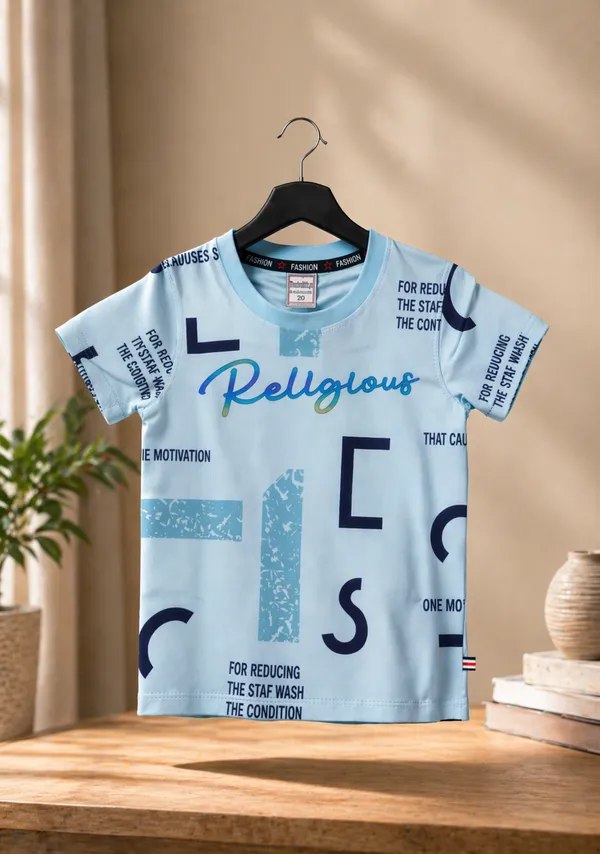 Rudnika_Trends_Kids_Sky_Blue_Printed_TShirt_All_Over_Typography_Graphic_Tee_Cotton_Round_Neck_Casual_TShirt_for_Boys
