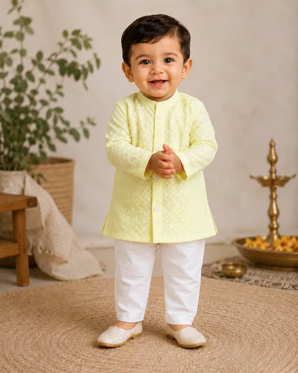 Rudnika_Trends_Baby_Boys_3Piece_Ethnic_Combo_Yellow_Kurta_with_Dhoti_and_Pajama_Set