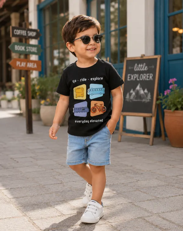Go_Ride_Explore:_Rudnika_Trends_Vehicle_Print_Round_Neck_hald_sleeves_black_T-Shirt