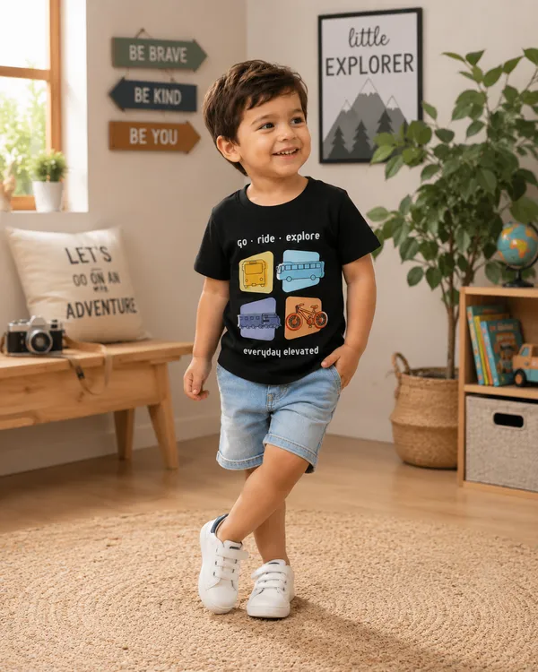 Go_Ride_Explore:_Rudnika_Trends_Vehicle_Print_Round_Neck_hald_sleeves_black_T-Shirt