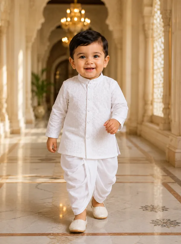 Rudnika_Trends_Baby_Boys_3Piece_Ethnic_Combo_White_Kurta_with_Dhoti_and_Pajama_Set