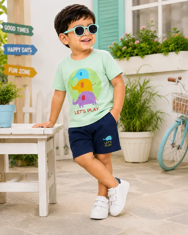 Lets_Play:_Mint_Green_Colourfull_Elephant_Graphic_Print_half_sleeves_T_shirt_for_boys