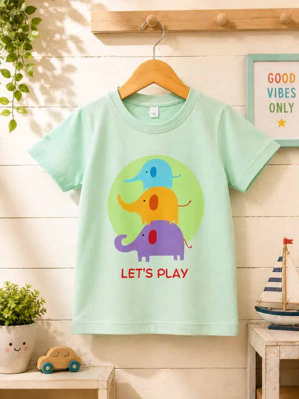 Lets_Play:_Mint_Green_Colourfull_Elephant_Graphic_Print_half_sleeves_T_shirt_for_boys