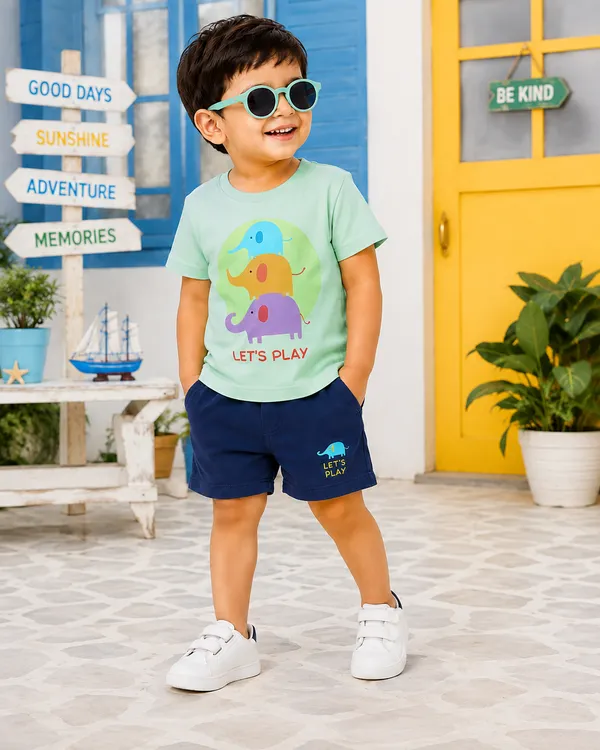 Lets_Play:_Mint_Green_Colourfull_Elephant_Graphic_Print_half_sleeves_T_shirt_for_boys
