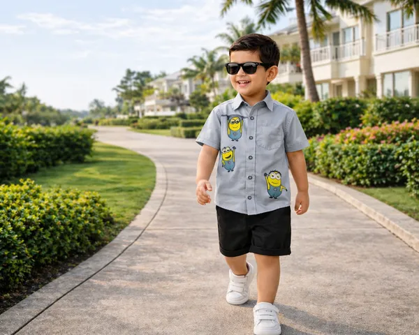 Rudnika_Trends_Boys_Minion_Print_Casual_Shirt_&_Shorts_Set_2Piece_Summer_Outfit
