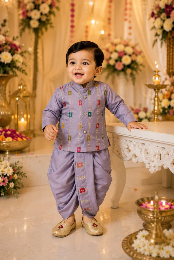 Rudnika_Trends_Kids_Ethnic_Wear_Combo_Set_Grey_Kurta_Jacket_with_Dhoti_&_Pant_Set_Festive_Traditional_Outfit_for_Boys