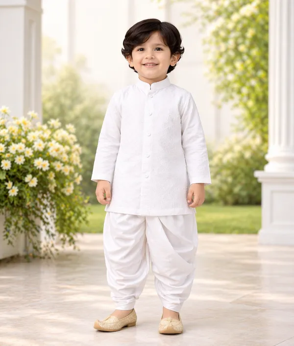 Rudnika_Trends_Baby_Boys_3Piece_Ethnic_Combo_White_Kurta_with_Dhoti_and_Pajama_Set