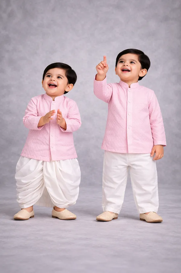 Rudnika_Trends_Baby_Boys_3Piece_Ethnic_Combo_Pink_Kurta_with_Dhoti_and_Pajama_Set