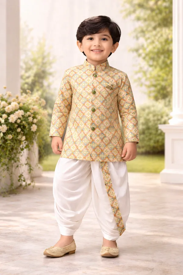 Rudnika_Trends_Boys_Gold_floral_Print_Kurta_&_Dhoti_Set_Ethnic_Wear