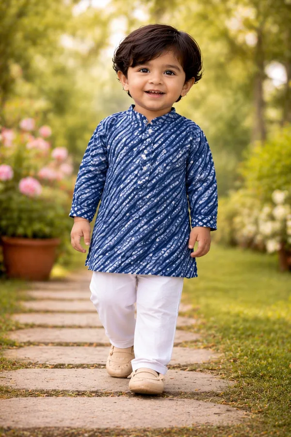 Rudnika_Trends_Boys_Blue_Leheriya_Print_Kurta_&_Pajama_Set_Festive_Ethnic_Wear