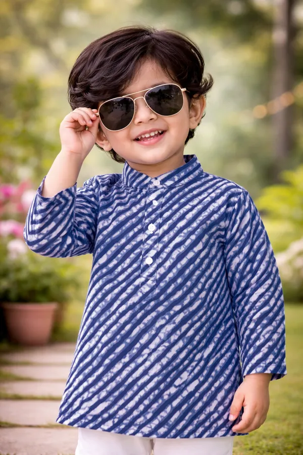 Rudnika_Trends_Boys_Blue_Leheriya_Print_Kurta_&_Pajama_Set_Festive_Ethnic_Wear