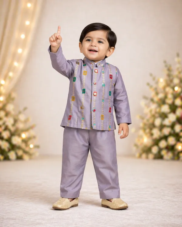 Rudnika_Trends_Kids_Ethnic_Wear_Combo_Set_Grey_Kurta_Jacket_with_Dhoti_&_Pant_Set_Festive_Traditional_Outfit_for_Boys