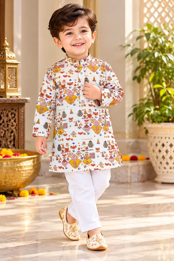 Rudnika_Trends_Boys_Ethnic_Wear–Premium_White_Printed_Kurta_&_Pajama_Set