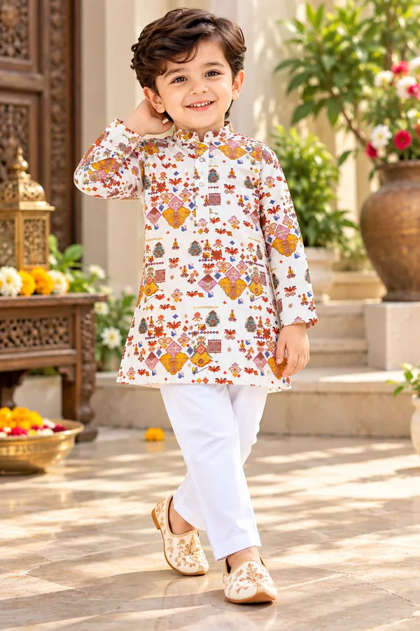 Rudnika_Trends_Boys_Ethnic_Wear–Premium_White_Printed_Kurta_&_Pajama_Set