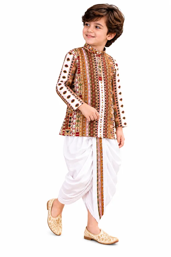 Rudnika_Trends_Boys_Ethnic_Wear_-_White_Printed_Dhoti_Kurta
