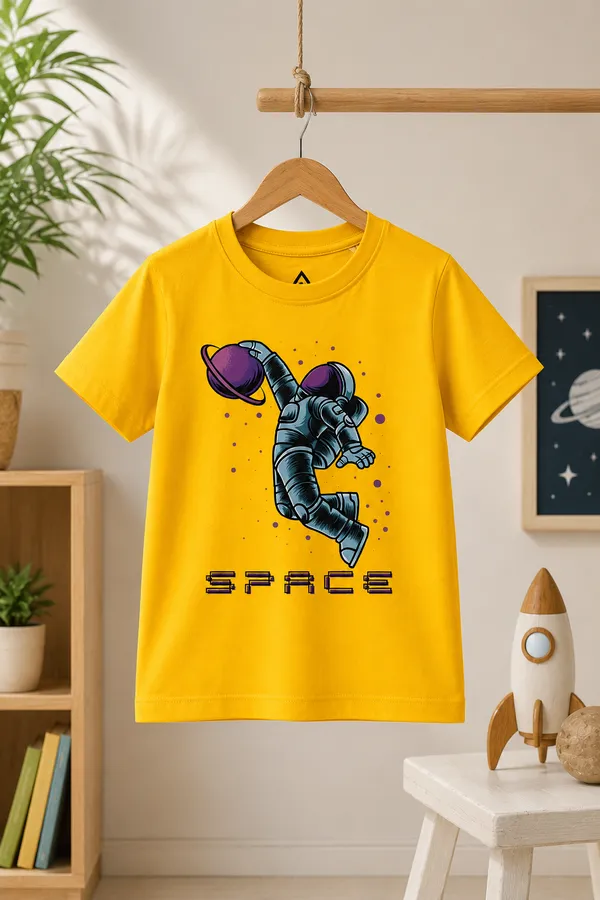 Space_Astronaut:_Rudnika_Trends_Yellow_Space_Astronaut_Printed_half_sleeves_T-Shirt_for_boys.