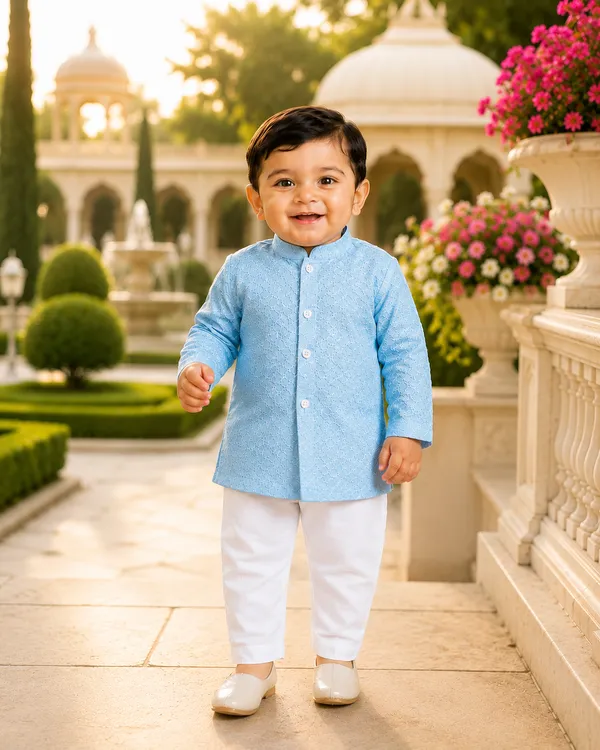 Rudnika_Trends_Baby_Boys_3Piece_Ethnic_Combo_Sky_Blue_Kurta_with_Dhoti_and_Pajama_Set