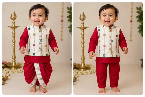 Rudnika_Trends_Kids_Ethnic_Wear_Combo_Set_Red_Kurta_Jacket_with_Dhoti_&_Pant_Set_Festive_Traditional_Outfit_for_Boys