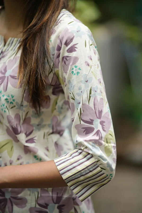 White_And_Purple_Cotton_Premium_And_Fancy_Design_Kurta_Set_For_Women