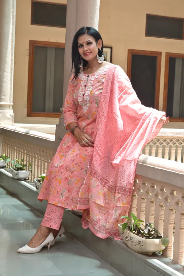 Peach_Cotton_Premium_And_Fancy_Design_Kurta_Set_For_Women