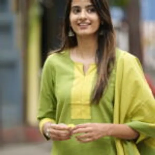 Lime_Green_Handloom_Kurta_Set_For_Women