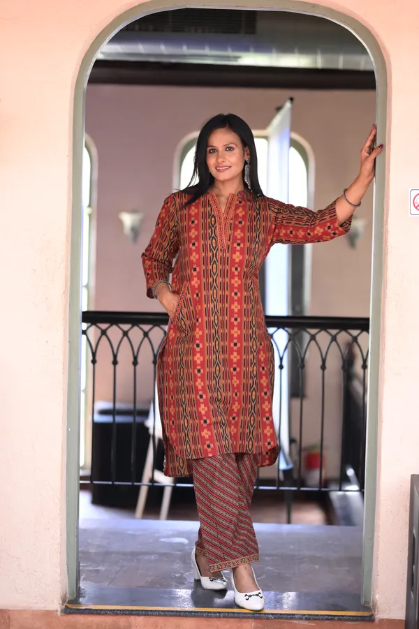 Brick_Red_Cotton_Premium_And_Fancy_Design_Kurta_Set_For_Women