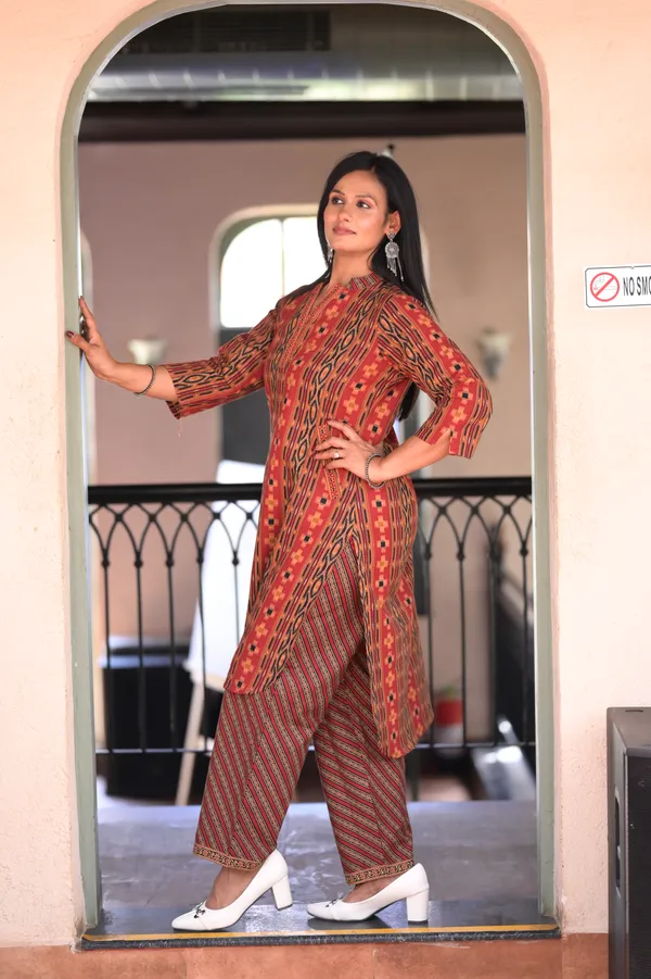 Brick_Red_Cotton_Premium_And_Fancy_Design_Kurta_Set_For_Women