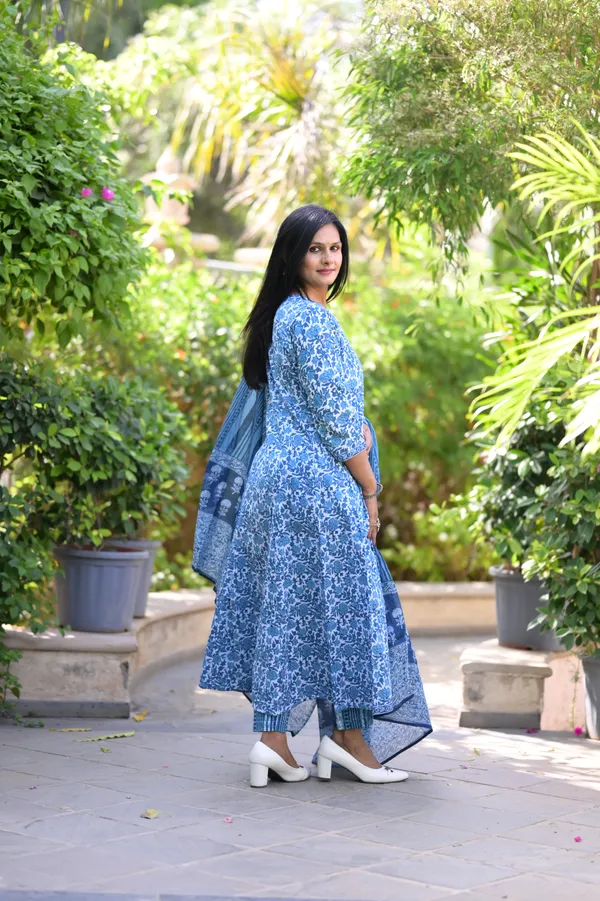 Indigo_Cotton_Premium_And_Fancy_Design_Anarkali_Kurta_Set_For_Women