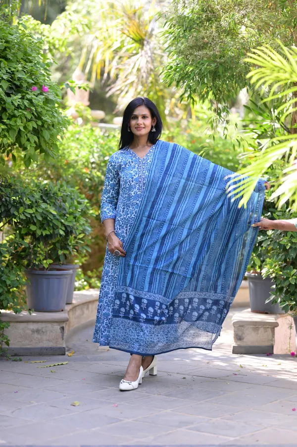 Indigo_Cotton_Premium_And_Fancy_Design_Anarkali_Kurta_Set_For_Women