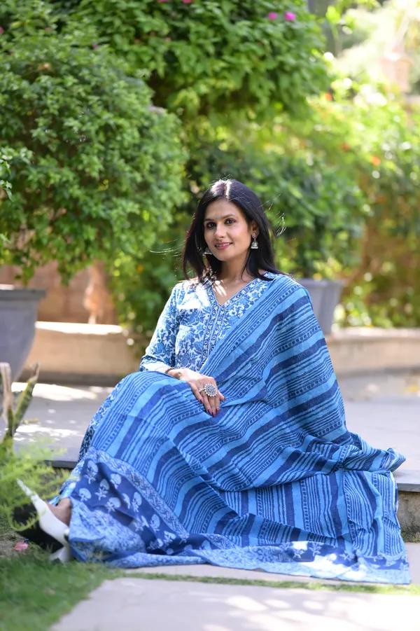 Indigo_Cotton_Premium_And_Fancy_Design_Anarkali_Kurta_Set_For_Women