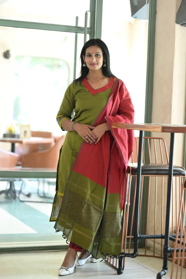 Mehendi_Green_Pchampally_Kurta_Set_For_Women
