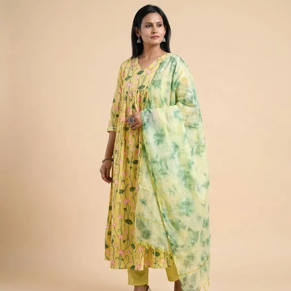 Lemon_Yellow_Cotton_Premium_And_Fancy_Design_Kurta_Set_For_Women
