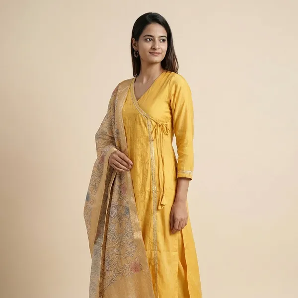 Yellow_Chanderi_Premium_And_Fancy_Design_Kurta_Set_For_Women