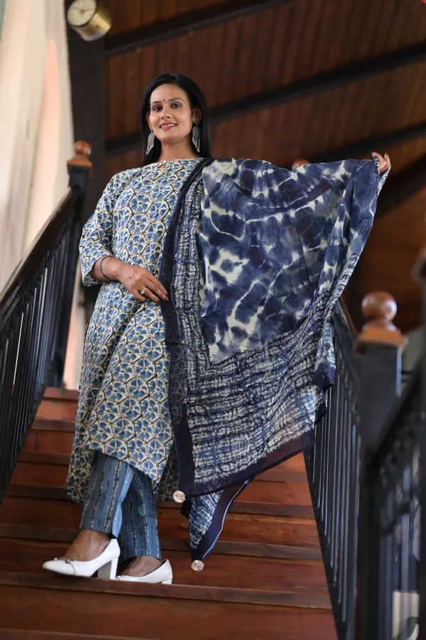 Indigo_Cotton_Premium_And_Fancy_Design_Kurta_Set_For_Women