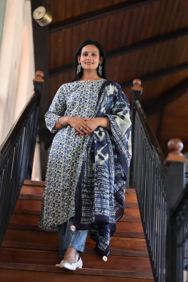 Indigo_Cotton_Premium_And_Fancy_Design_Kurta_Set_For_Women