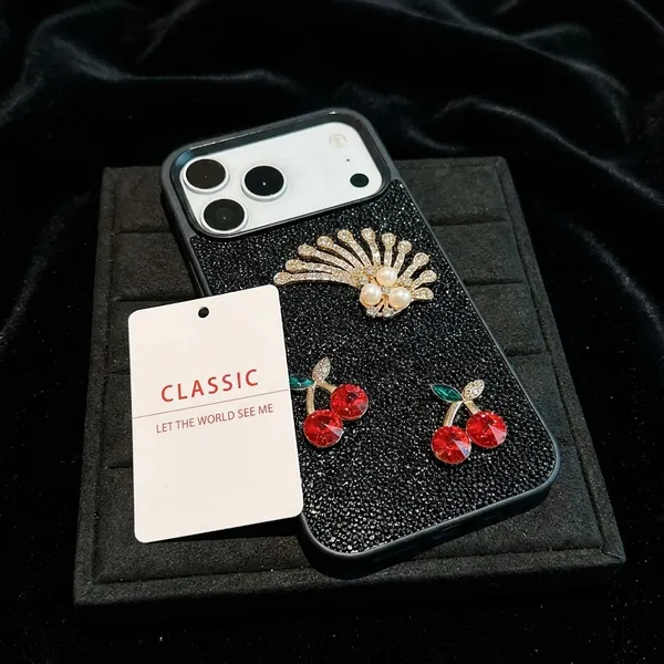 Classic_Embellished_Black_Phone_Case_with_Card_Slot_���_Peacock_&_Cherry_Design_Pack_Of_3