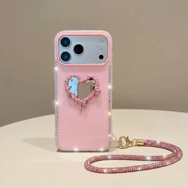 Pink_Heart_Mirror_Phone_Case_with_Wrist_Strap_and_Camera_Protection_Pack_Of_3