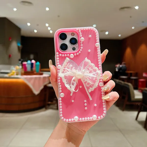 Pink_Pearl_Bow_Decorated_Phone_Case_for_iPhone_Pack_Of_3