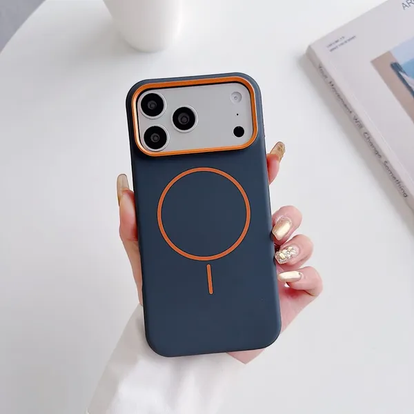 Magnetic_MagSafe_Compatible_Phone_Case_with_Camera_Protection_-_Navy_Blue_&_Orange_Pack_Of_3