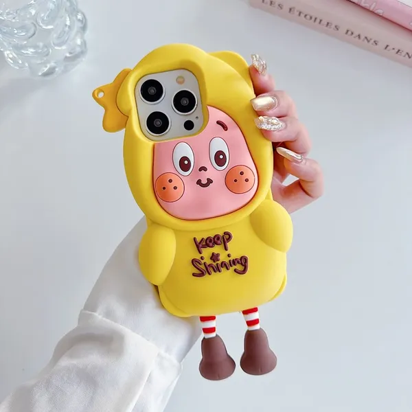 Keep_It_Shining_Yellow_Cartoon_Character_Silicone_Phone_Case_with_3D_Dangling_Legs_Pack_Of_3