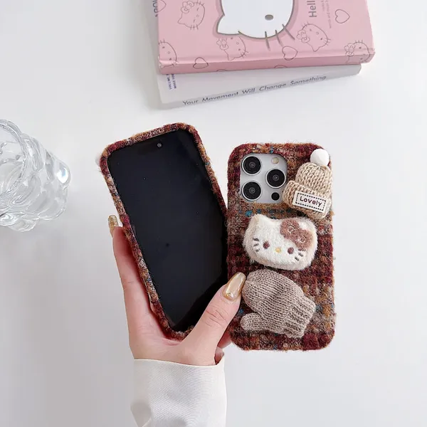 Fluffy_Teddy_Bear_Phone_Case_with_Knit_Hat_and_Pom-Pom_Pack_Of_3