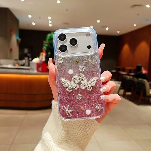 Glitter_Liquid_Butterfly_Phone_Case_with_Card_Slot_Pack_Of_3